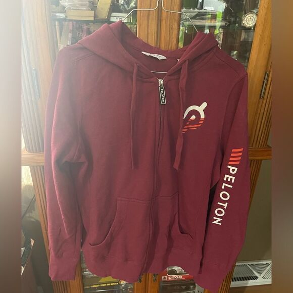 Peloton maroon zippered hoodie sz M - Picture 1 of 3